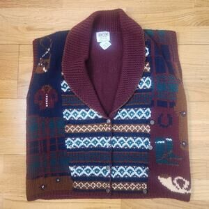 FLAW Vtg SKYR Sportswear Sweater Vest Sz Large Womens Wool Western Ski Buttonup